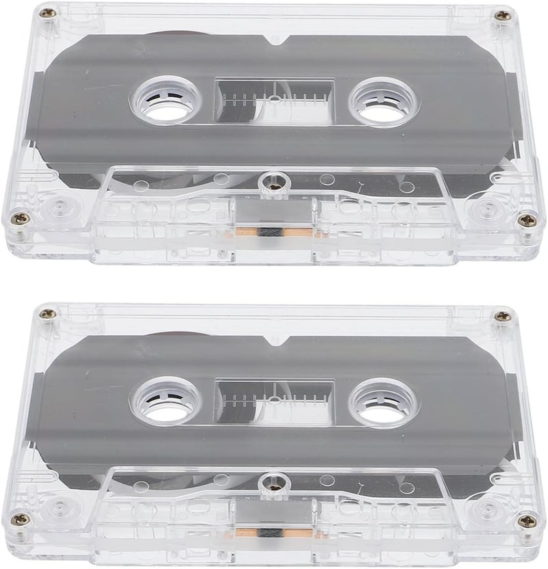 UKCOCO 2 Pcs Blank Audio Cassette Tape - 30 Min Recording Time Transparent Plastic Case Suitable for Music Recording and Portable Cassette Players - Image 1